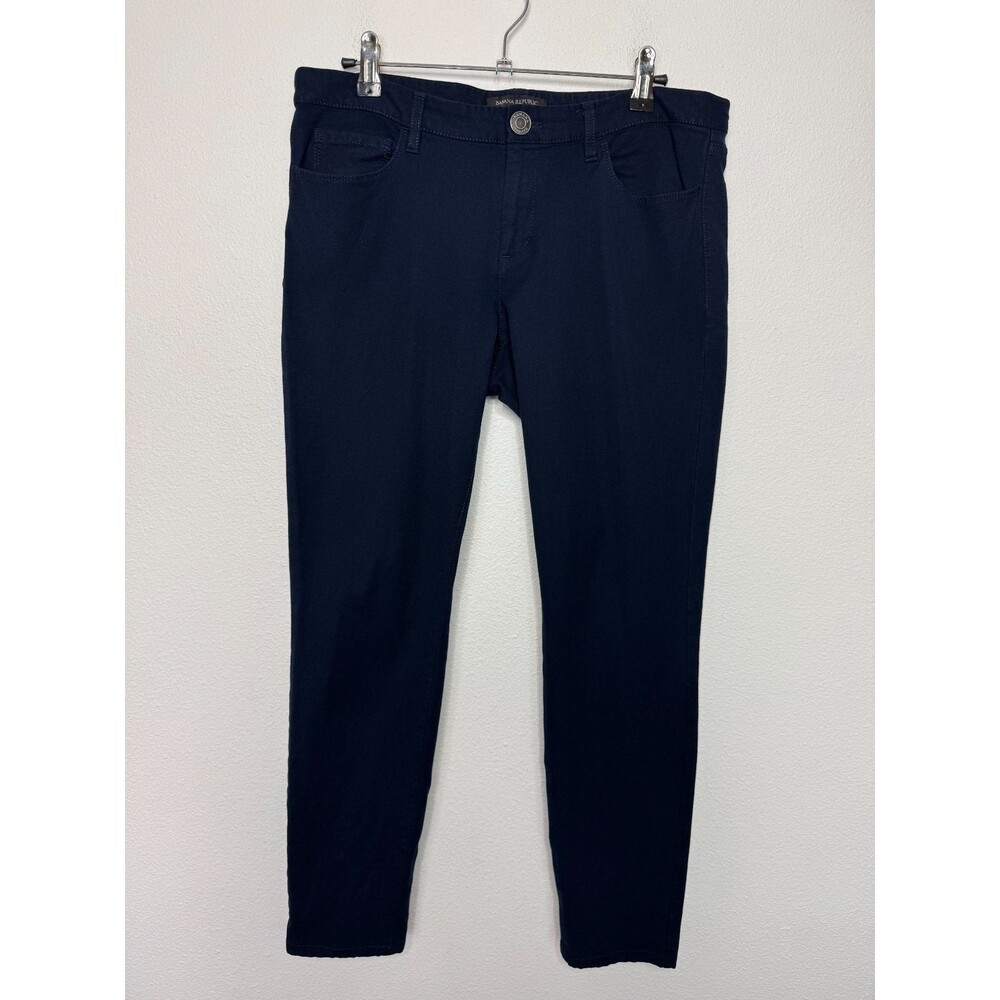 Banana Republic Size 8 Sloan Pant Navy Blue Mid Rise Slim Fit Career Stretch